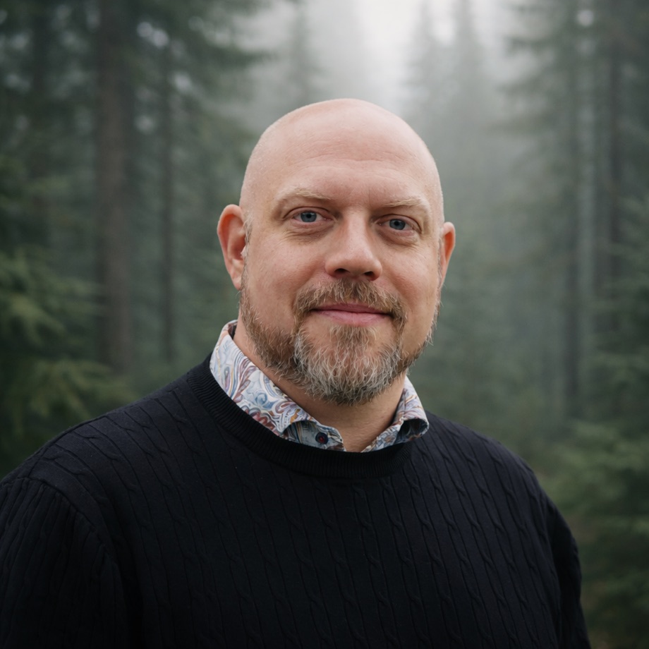 Porträtt av Johan Lisemark i småländsk skog